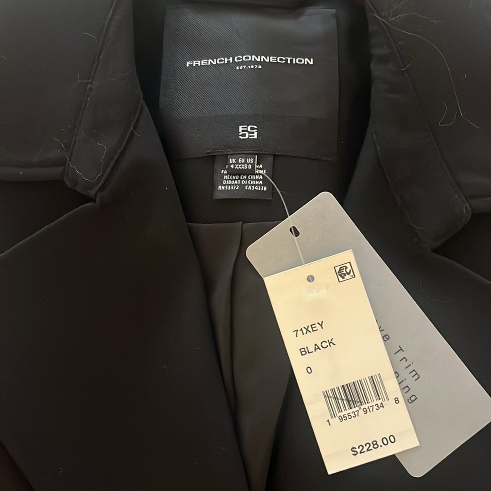 French connection, black trench coat dress. Size 0. Excellent  condition. New. - Picture 7 of 7